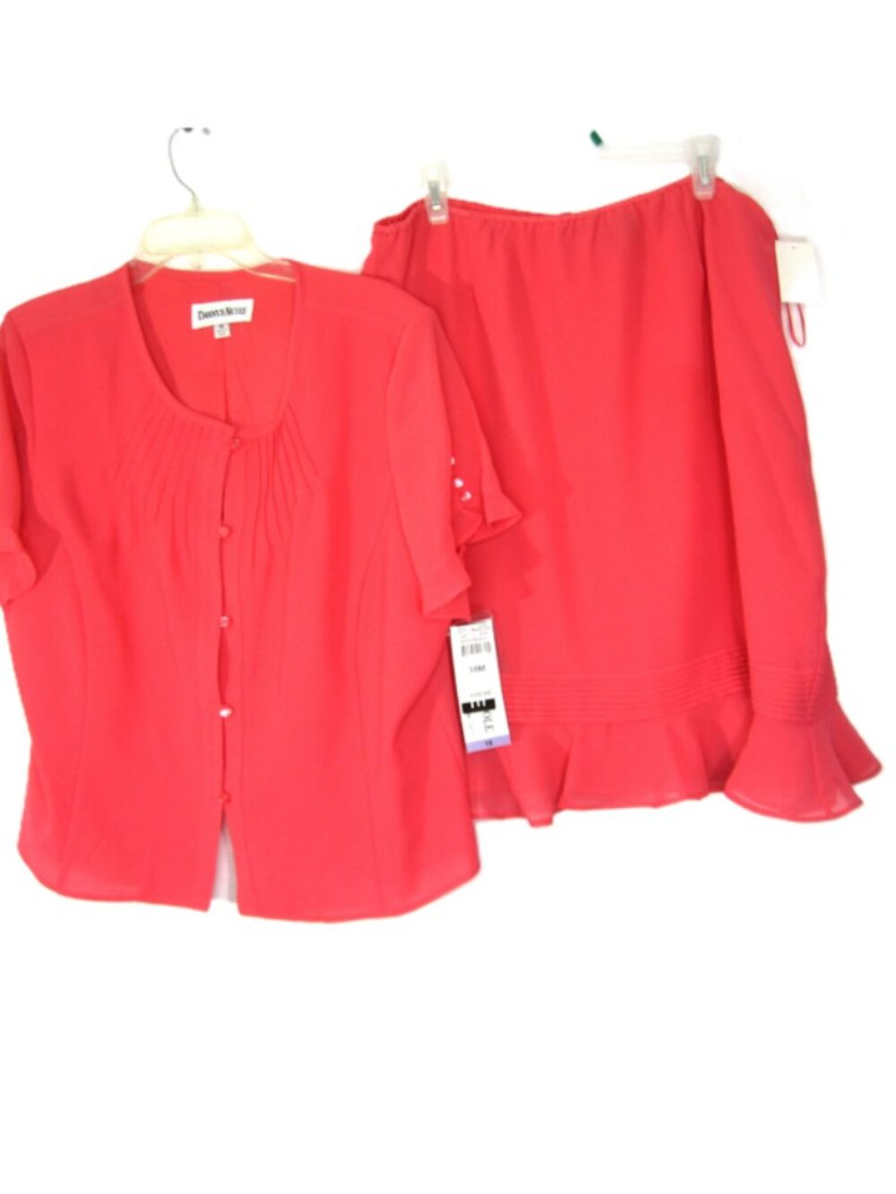 Danny & Nicole NEW NWT Coral Skirt Set Womens Plus Size 18 Button Blouse Poly